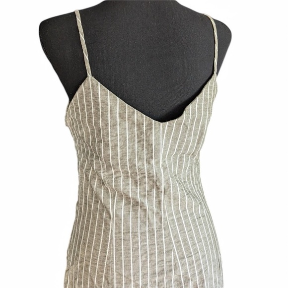 ZARA Striped Rustic Ruched Front Midi Dress - Picture 5 of 6